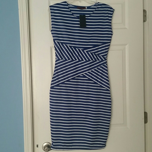 NWT Striped fitted midi dress