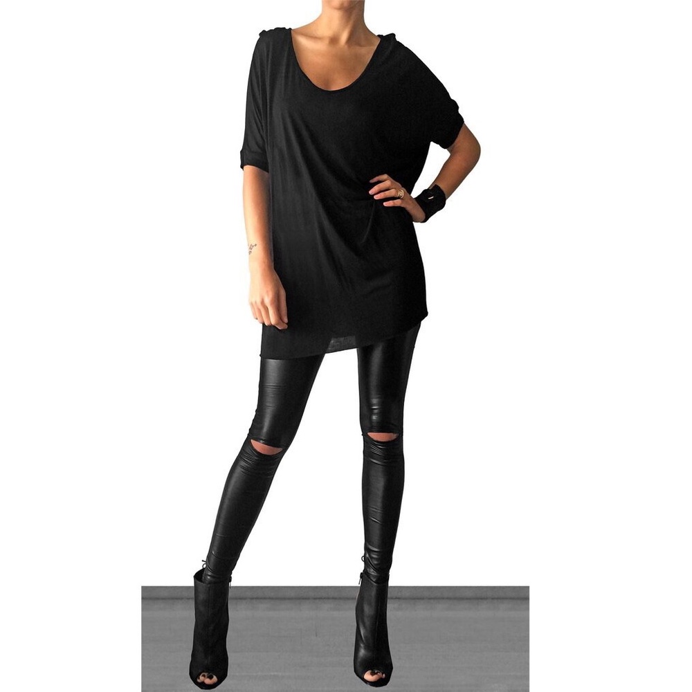 Leather Open Knee Legging - Picture 2 of 7