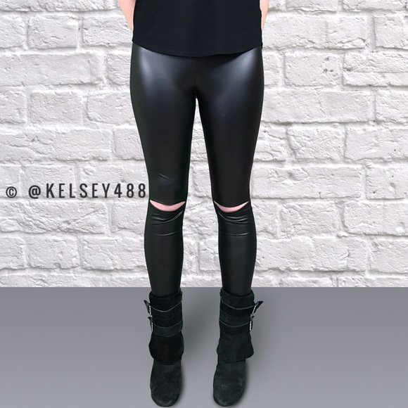 Leather Open Knee Legging - Picture 6 of 7