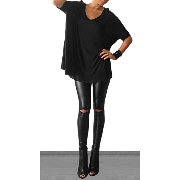 Leather Open Knee Legging - Picture 3 of 7