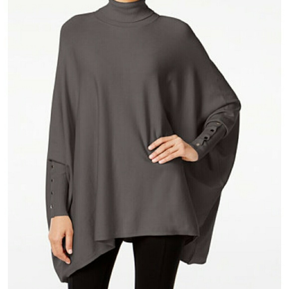Dolman -sleeved ribbed sweater/poncho