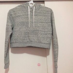 Salt & Pepper Cotton slightly cropped Hoodie.