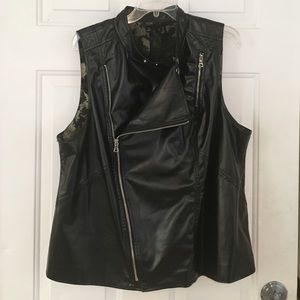 Black, faux leather vest