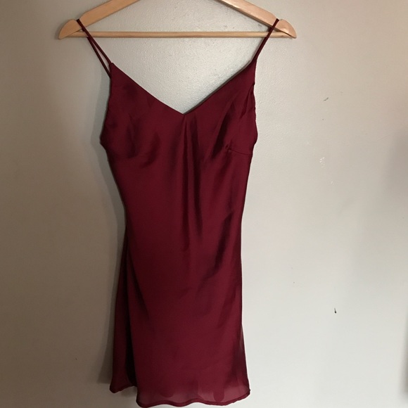 Wine Satin Slip Dress