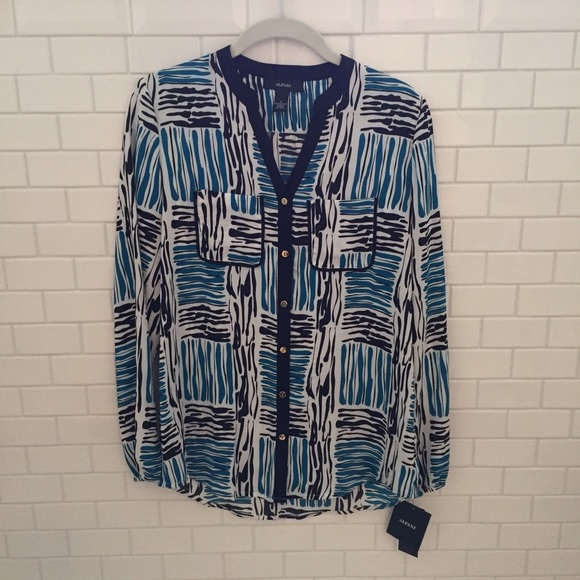 Alfani long sleeve print blouse