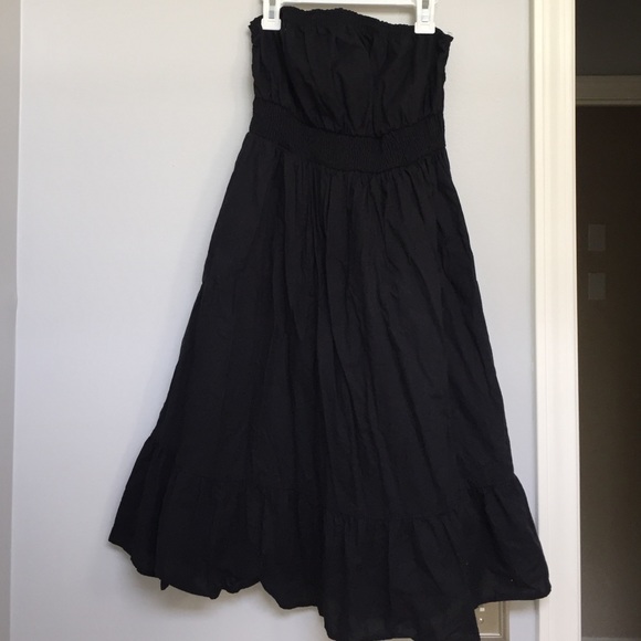 Anthropologie black strapless dress