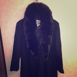 Vintage Marvin Richards Wool Coat w Fox Fur Trim