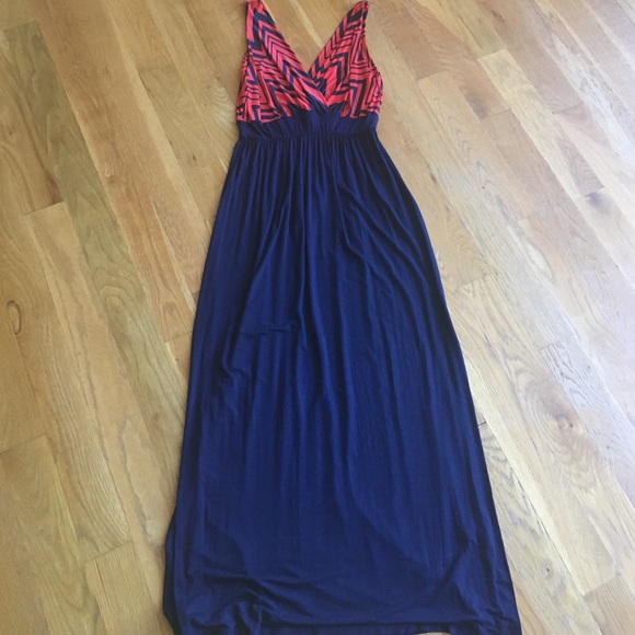Navy blue and red maxi dress - Picture 1 of 2