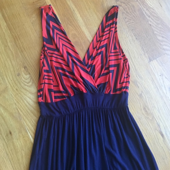 Navy blue and red maxi dress - Picture 2 of 2