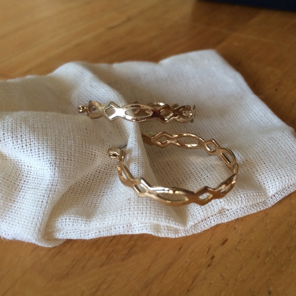 🌞GOLD HOOPS🌞 Geometric Pattern 1" Hoops