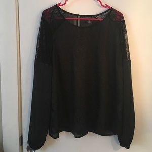 Black chiffon long sleeve blouse