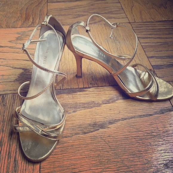 Gold metallic dress sandals