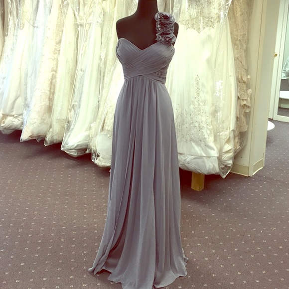 Grey one shoulder dress with corset waist design M