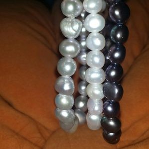 Trio of Real Freshwater Pearl Bracelets