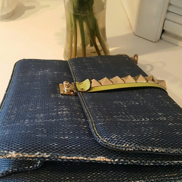 Denim style rockstud envelope bag. - Picture 3 of 4