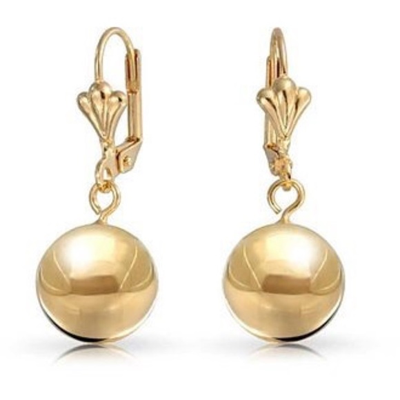 Dangle Gold Spheres  Earrings 18kts of Goldfilled - Picture 1 of 1