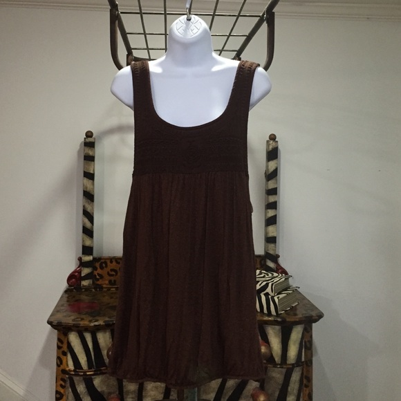 DOC Brown Embroidered Top- SZ L