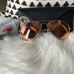 Ray Ban pink mirror aviators 58mm