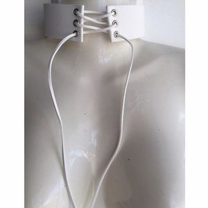 White Lace Up Choker Necklace