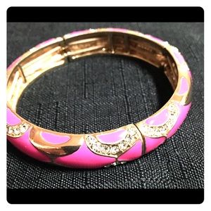 J crew Hot pink crystal and gold bracelet
