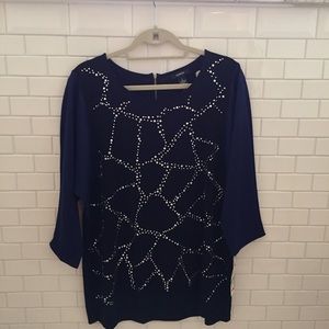 Alfani black and blue long top