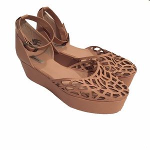 Kimchi Blue Platform Ankle Strap Sandals in Blush