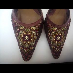Isabella Fiore Multi Color Brown Red Beaded Sandal