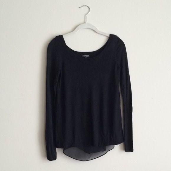 Express Black Sweater with Blouse Underlay