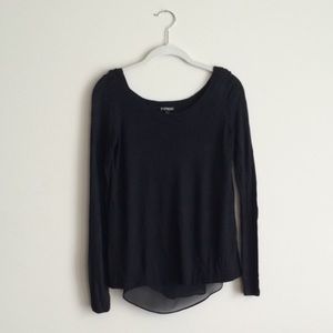 Express Black Sweater with Blouse Underlay