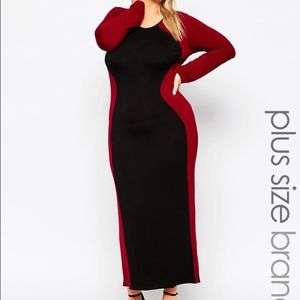 ASOS black and burgundy dress.