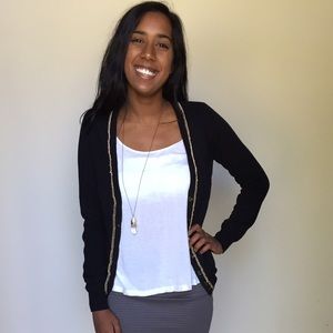 Merona Black Cardigan w/ Gold Chain Detail