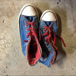 Converse product red multicolor hi-tops size 8.5