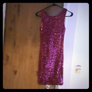 Red sequins party dress