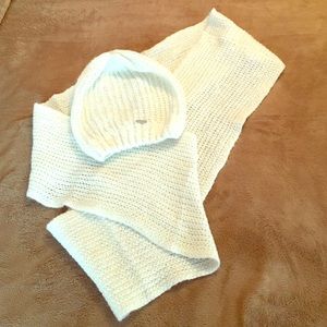 Cute white and silver beanie and infinity scarf