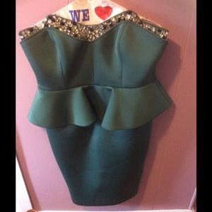 Emerald green bejeweled dress