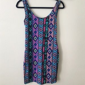 Tribal print body con dress