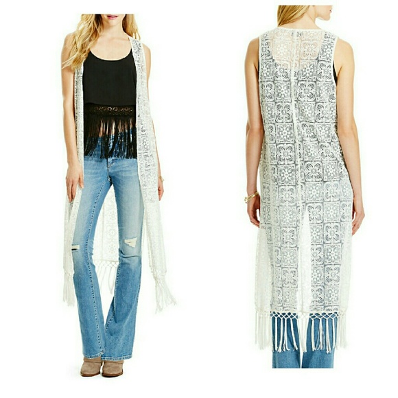 Jessica Simpson Jackets & Blazers - Jessica Simpson Lace Fringe Vest