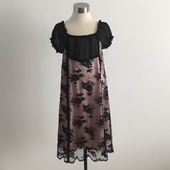 New Blush by Angels Black/Pink Lace Dress Girls 10