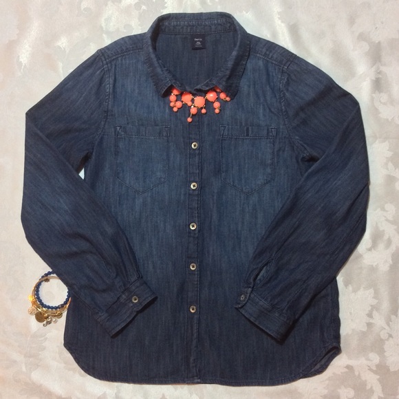 GIRLS GAP Indigo Denim Button Down Shirt