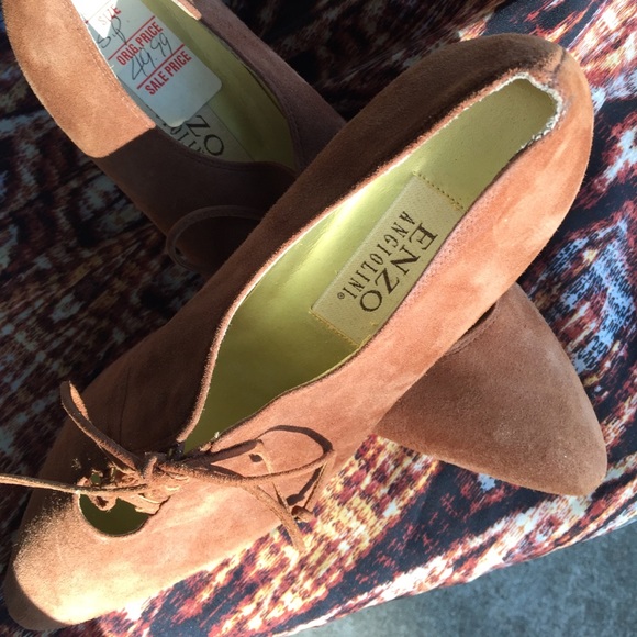 Suede Enzo Shoes with 2 inch heel.
