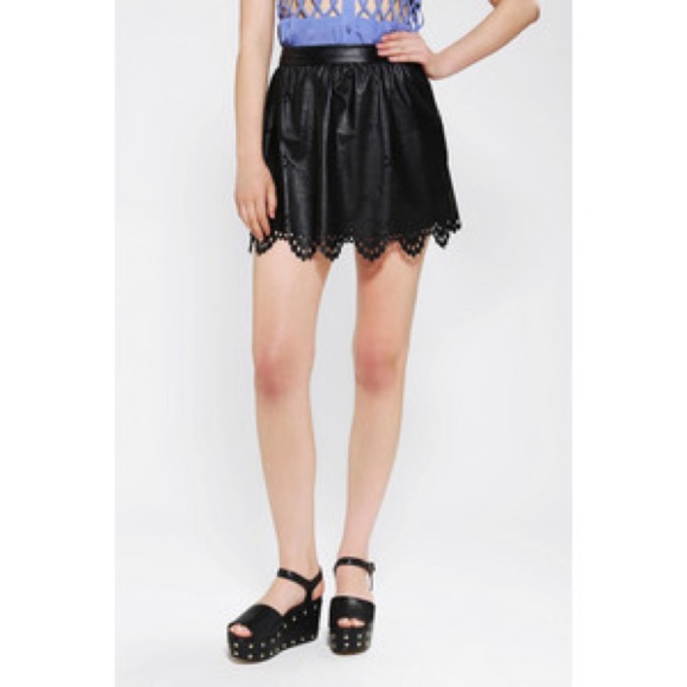 Laser Cut Faux Leather Skirt - Sparkle and Fade