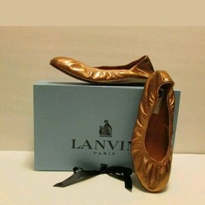 Lanvin Gold Metallic Ballerinas Brand New