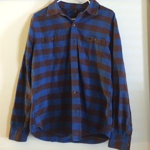 RVCA men's size S blue/brown flannel