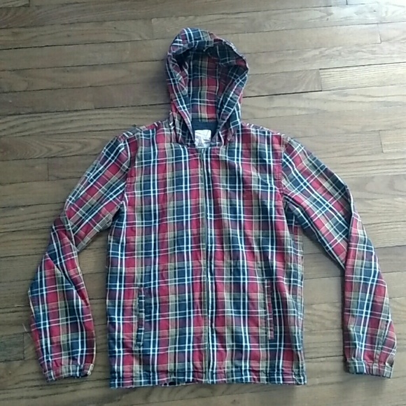 -SOLD-Plaid, cotton, hooded zip up