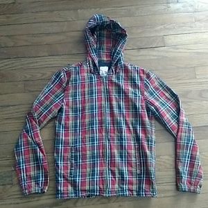 -SOLD-Plaid, cotton, hooded zip up