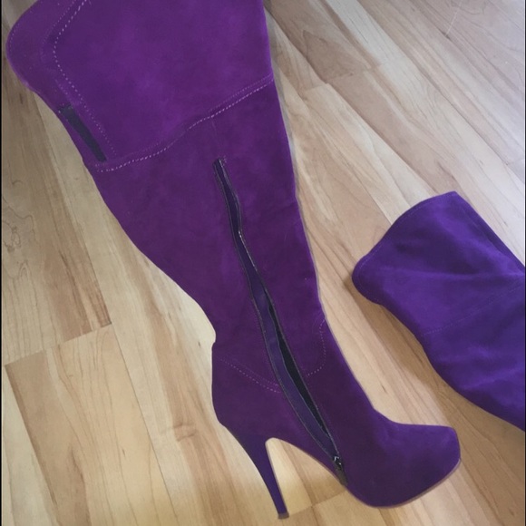 purple over knee boots