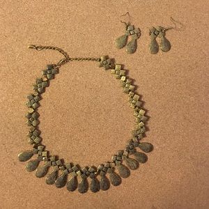 Gold Necklace and Earrings Set