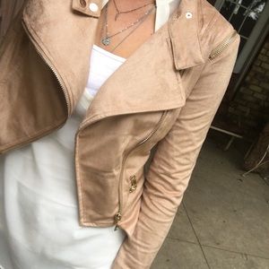 Faux suede moto jacket