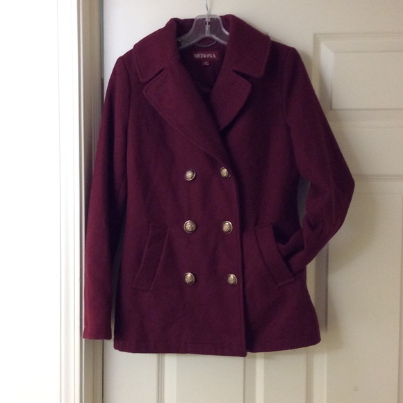 Merona burgundy medium length pea coat