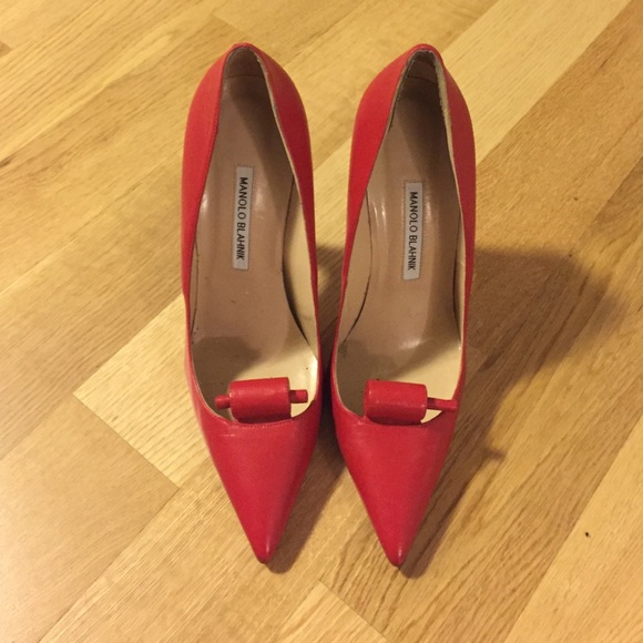 Manolo Blahnik Shoes - Like New Manolo Blahnik Red Heels (SAMPLES)